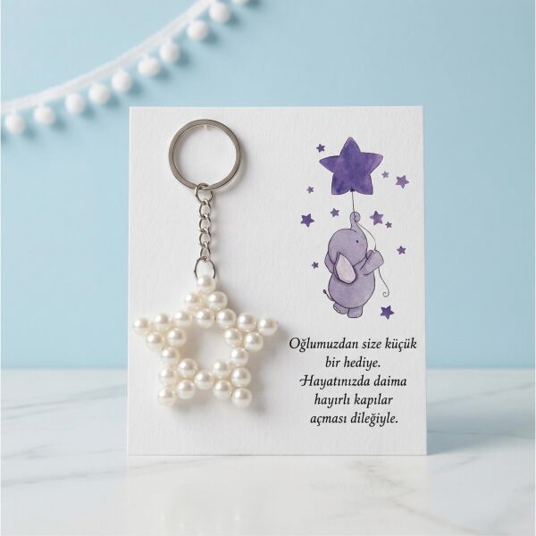 ANAHTARLIK İNCİLİ YILDIZ 25 Lİ NO:05