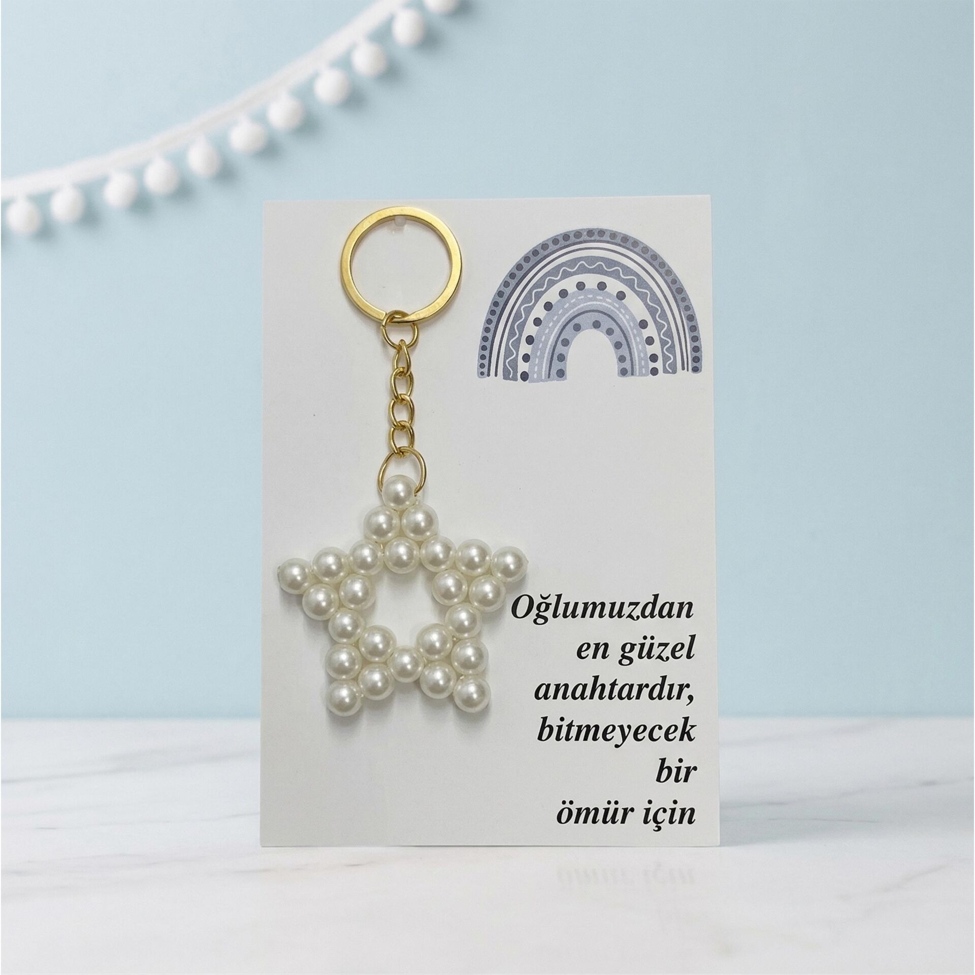 ANAHTARLIK İNCİLİ YILDIZ 25 Lİ NO:06