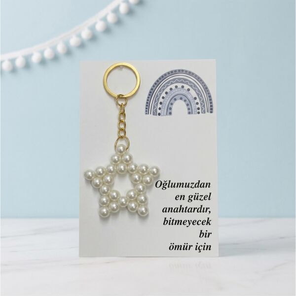 ANAHTARLIK İNCİLİ YILDIZ 25 Lİ NO:06