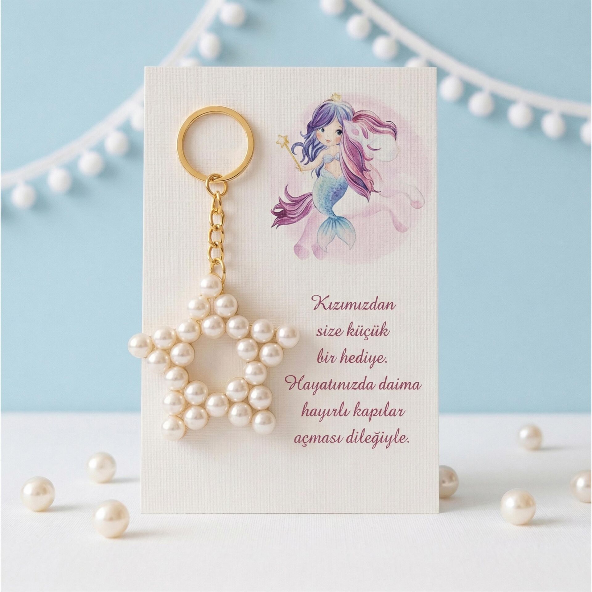 ANAHTARLIK İNCİLİ YILDIZ 25 Lİ NO:08