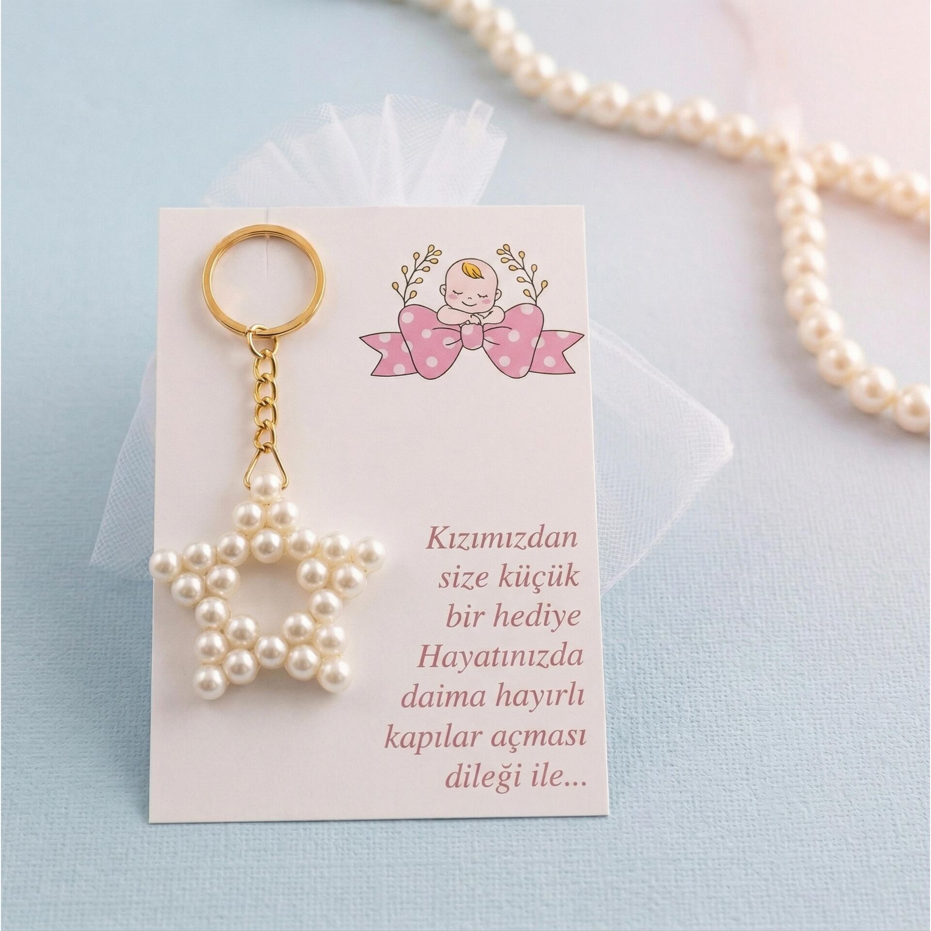 ANAHTARLIK İNCİLİ YILDIZ 25 Lİ NO:10