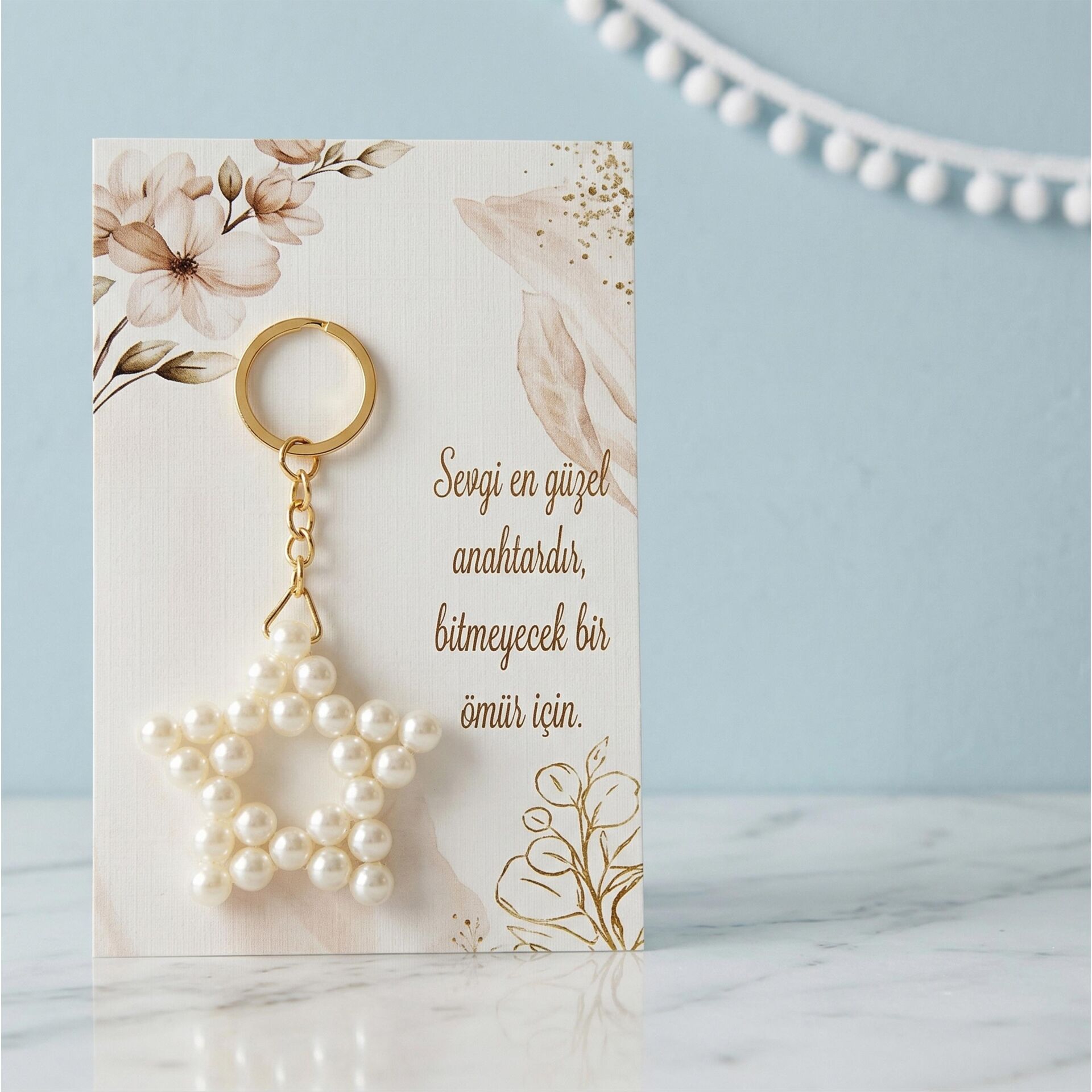 ANAHTARLIK İNCİLİ YILDIZ 25 Lİ NO:12