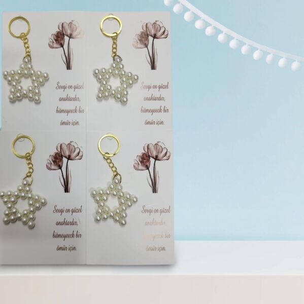 ANAHTARLIK İNCİLİ YILDIZ 25 Lİ NO:13