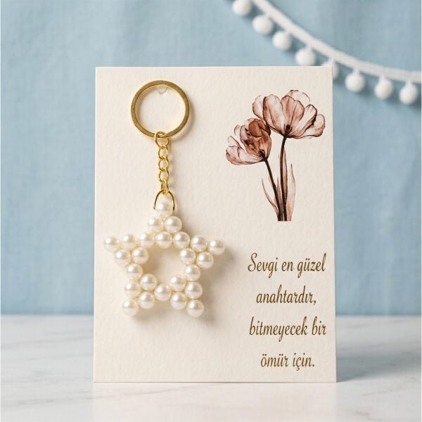 ANAHTARLIK İNCİLİ YILDIZ 25 Lİ NO:13