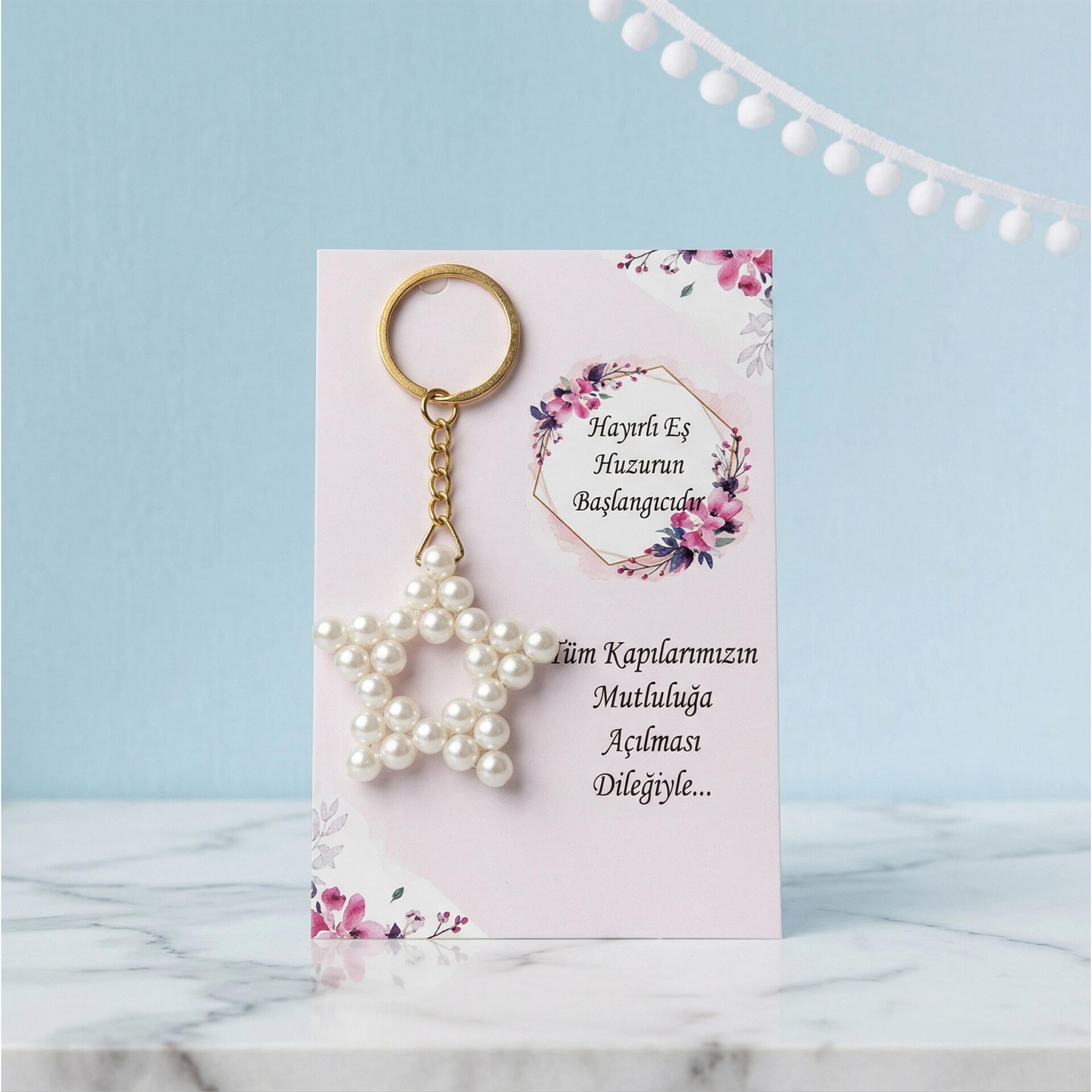 ANAHTARLIK İNCİLİ YILDIZ 25 Lİ NO:14