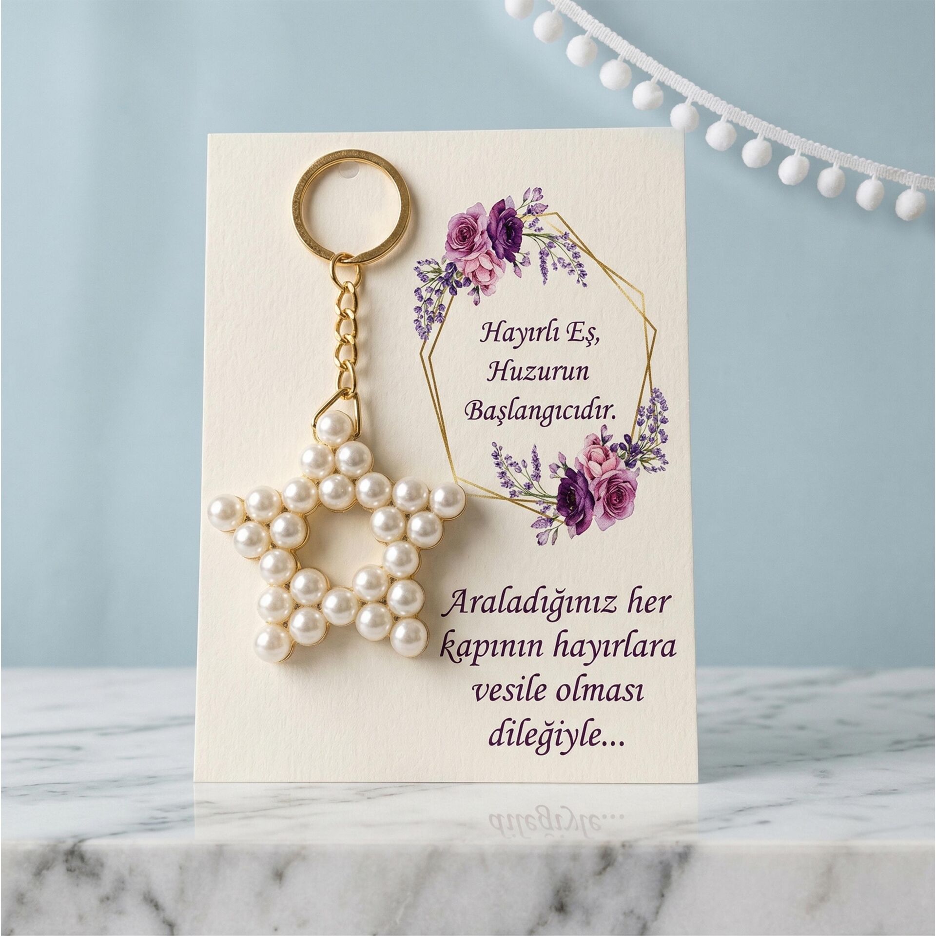 ANAHTARLIK İNCİLİ YILDIZ 25 Lİ NO:15