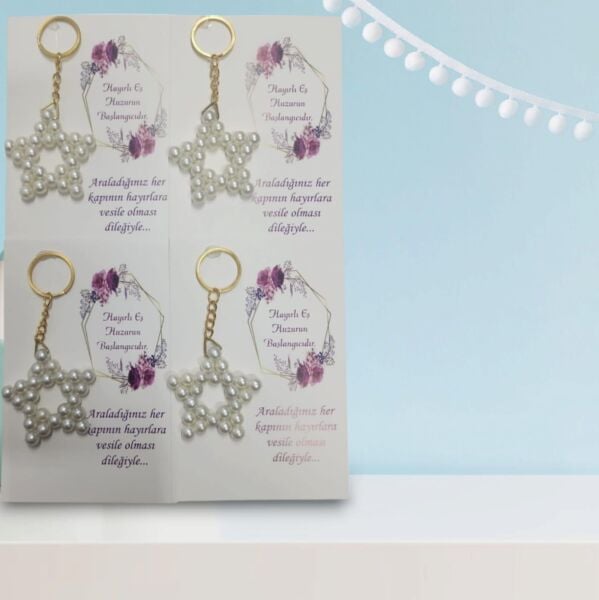 ANAHTARLIK İNCİLİ YILDIZ 25 Lİ NO:15