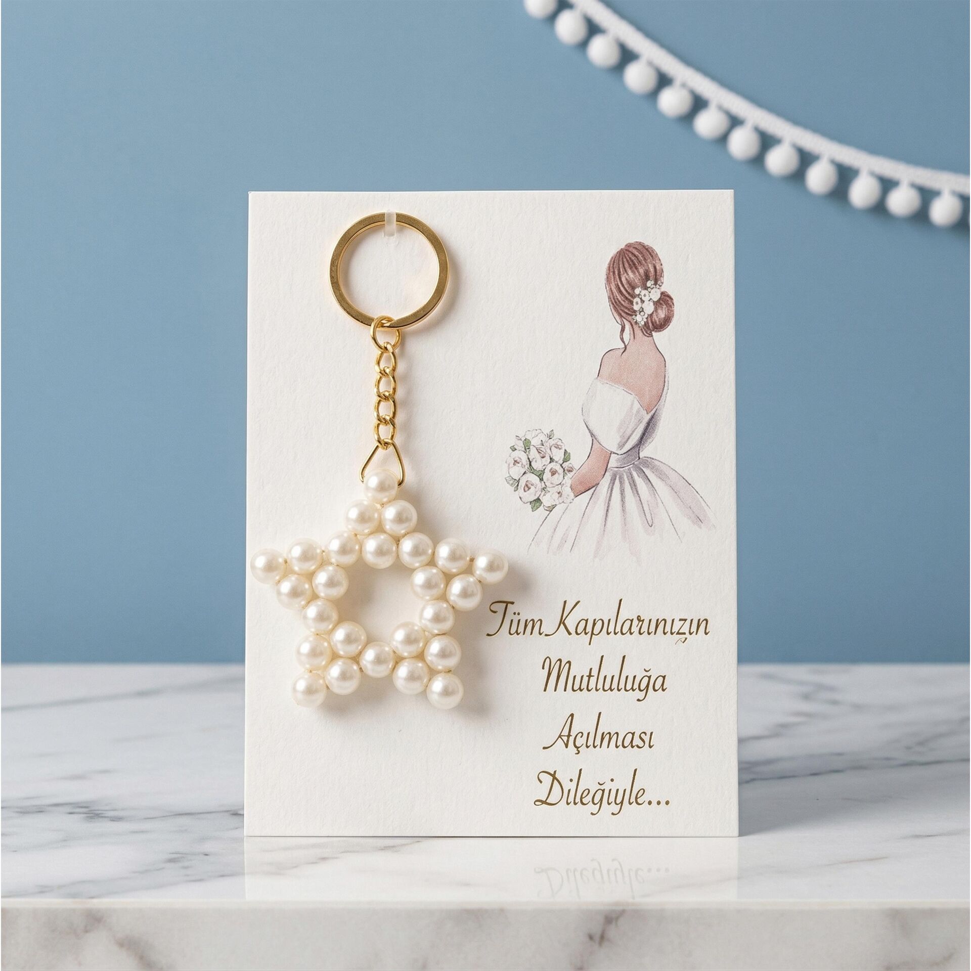 ANAHTARLIK İNCİLİ YILDIZ 25 Lİ NO:16