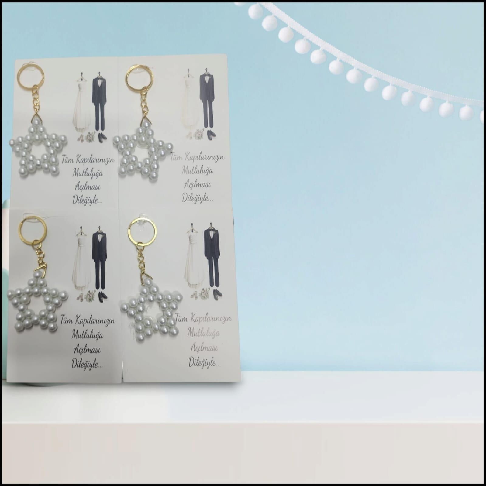 ANAHTARLIK İNCİLİ YILDIZ 25 Lİ NO:17