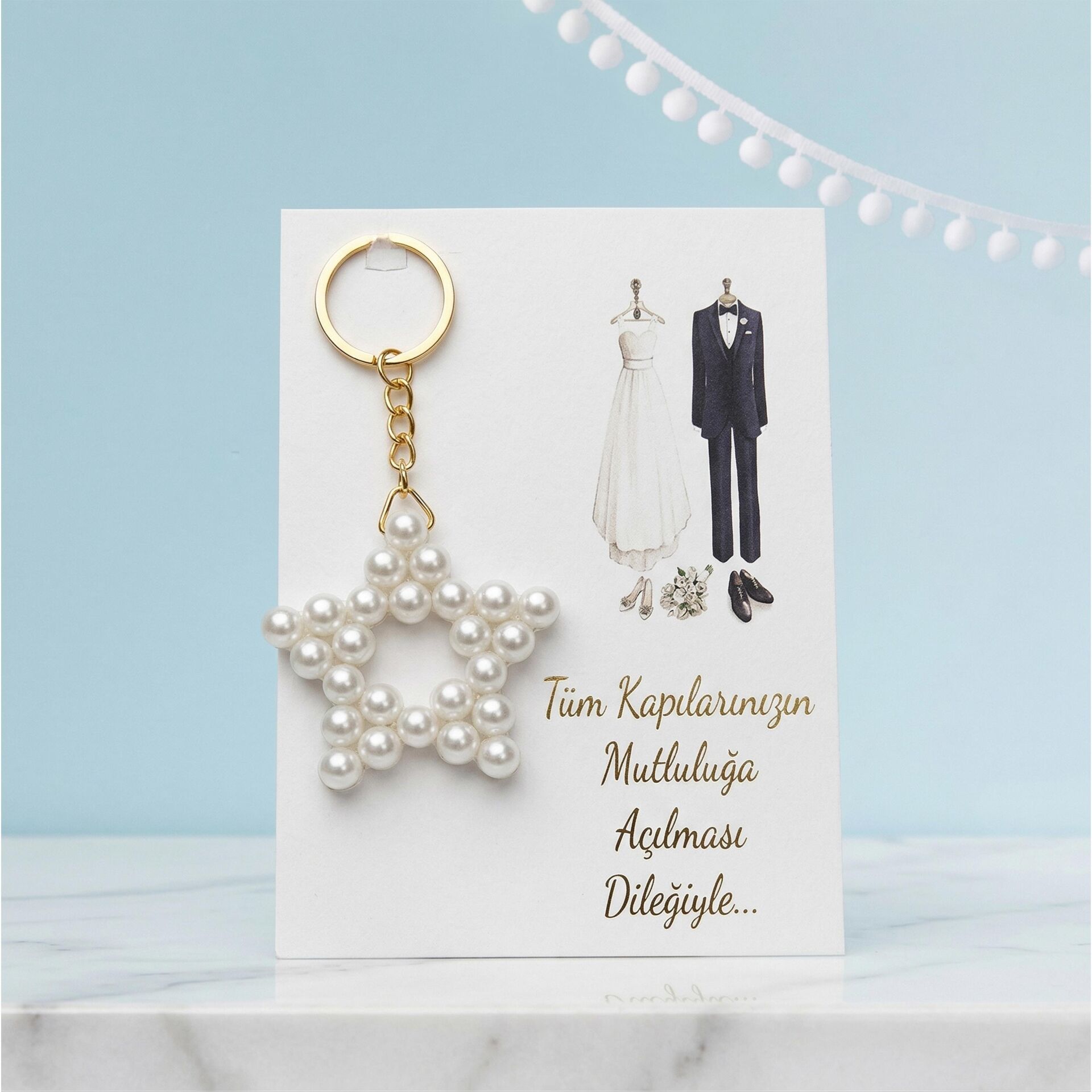 ANAHTARLIK İNCİLİ YILDIZ 25 Lİ NO:17