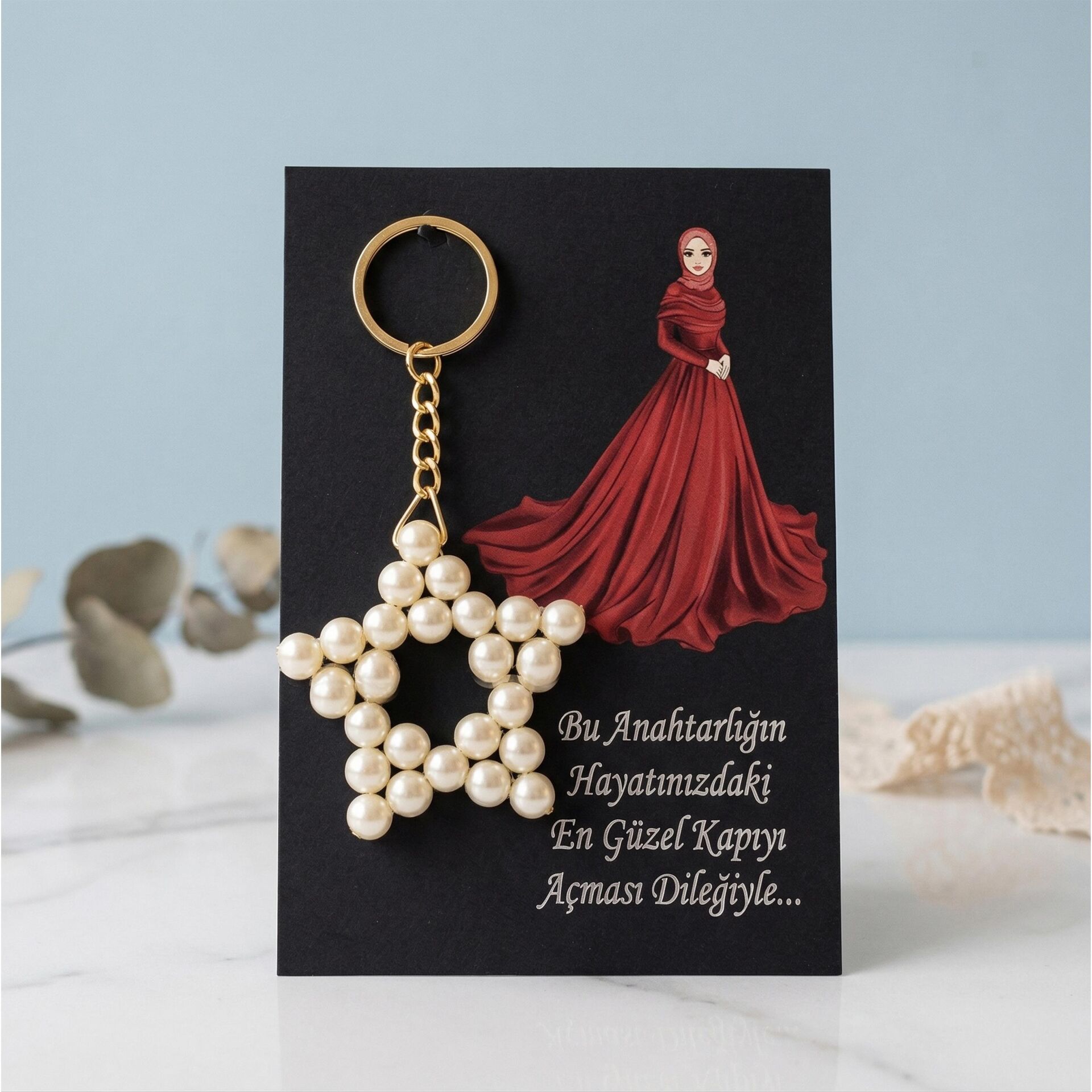 ANAHTARLIK İNCİLİ YILDIZ 25 Lİ NO:18