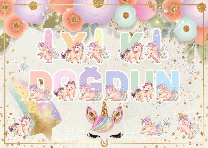 YAZI 3D BANNER ÜNİCORN