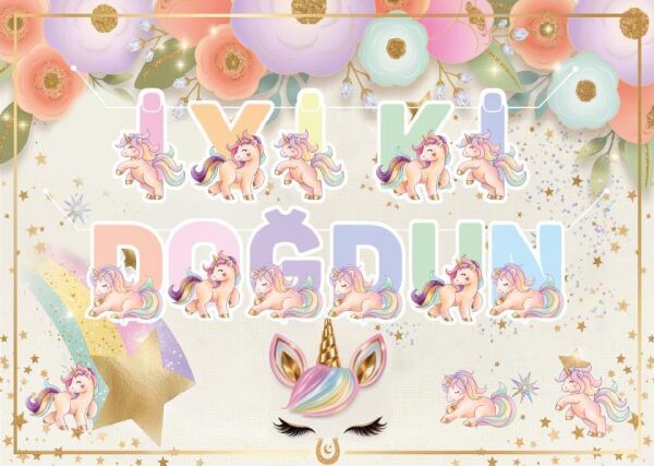 YAZI 3D BANNER ÜNİCORN