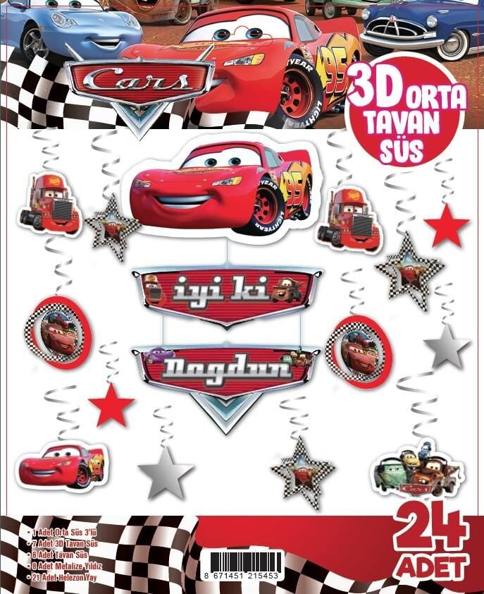 3D TAVAN SÜS 24 LÜ CARS