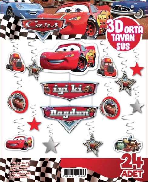 3D TAVAN SÜS 24 LÜ CARS