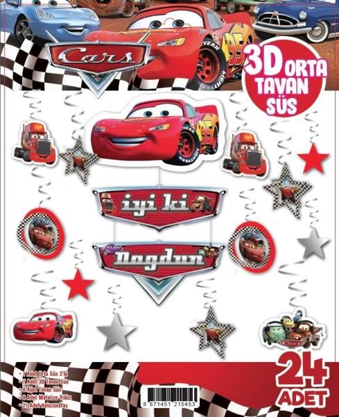 3D TAVAN SÜS 24 LÜ CARS