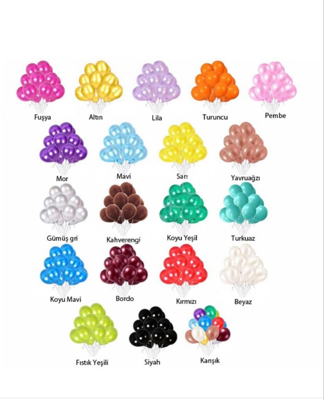 BALON METALİK KARIŞIK RENK 100 LÜ