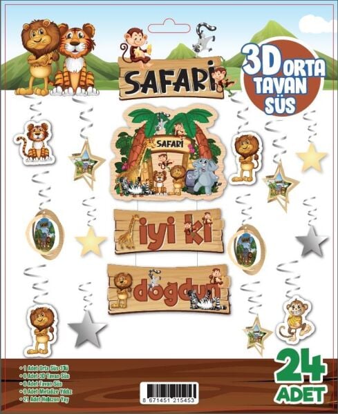 3D TAVAN SÜS 24 LÜ SAFARİ