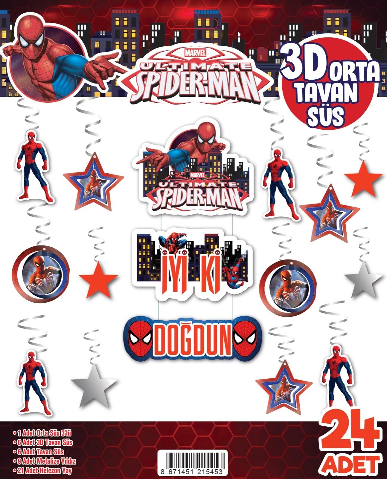 3D TAVAN SÜS 24 LÜ ÖRÜMCEK ADAM