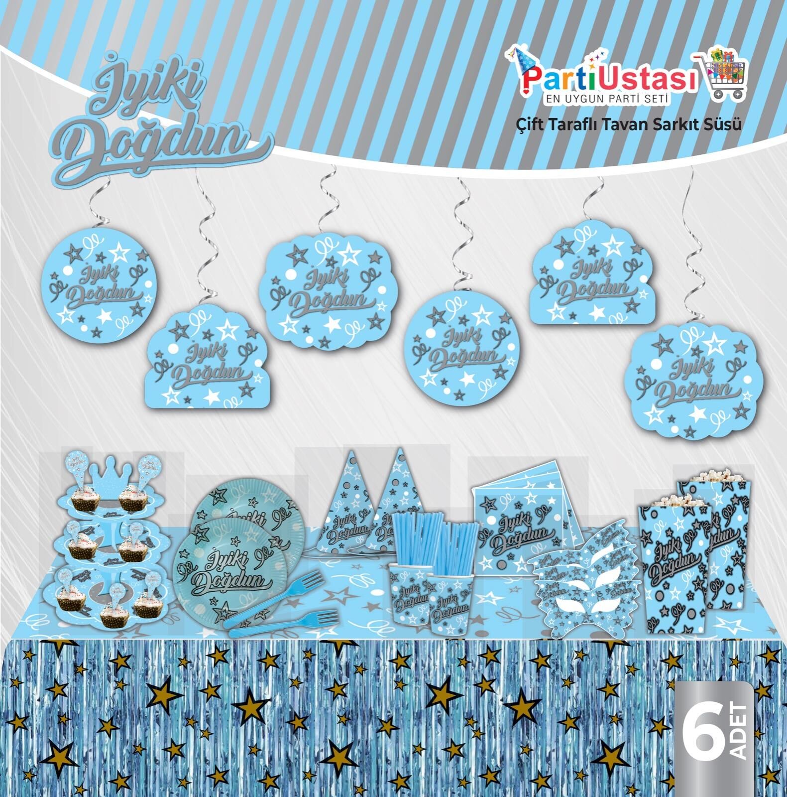 HELEZON İYİ Kİ DOĞDUN MAVİ 6 LI