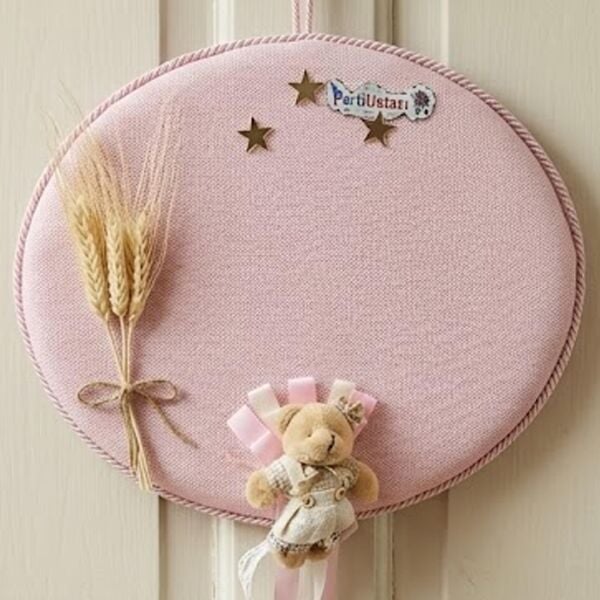 KAPI SÜS OVAL BAŞAKLI AYICIK PEMBE