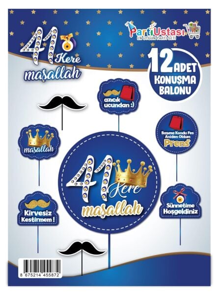 KONUŞMA BALONU SET 12 Lİ SÜNNET LACİVET 41 KERE