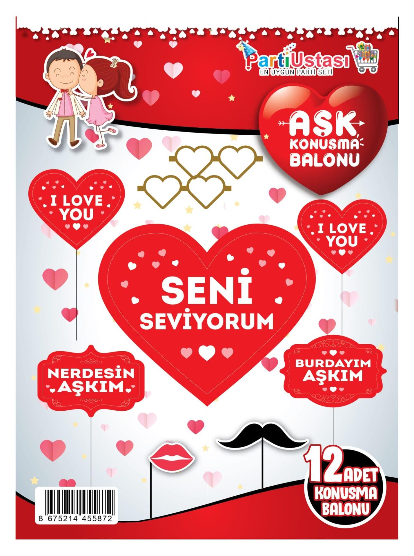 KONUŞMA BALONU SET 12 Lİ SENİ SEVİYORUM