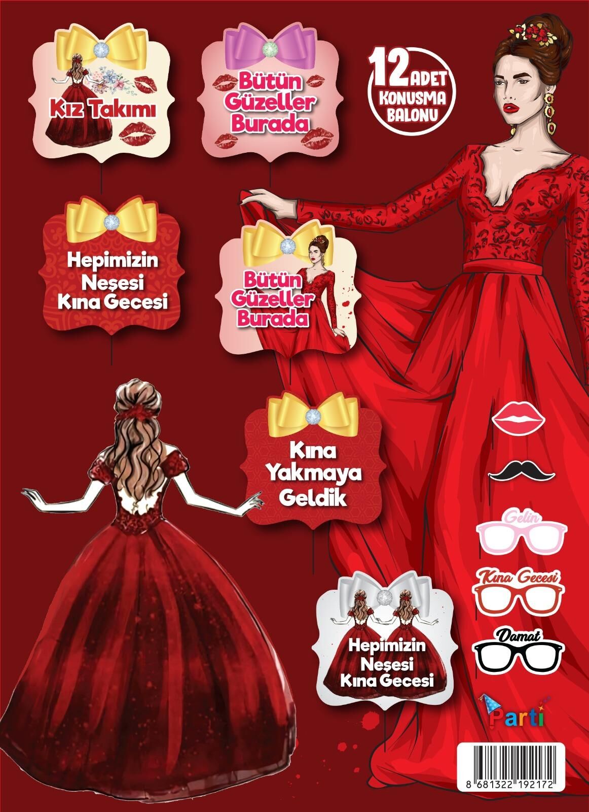 KONUŞMA BALONU SET 12 Lİ KINA