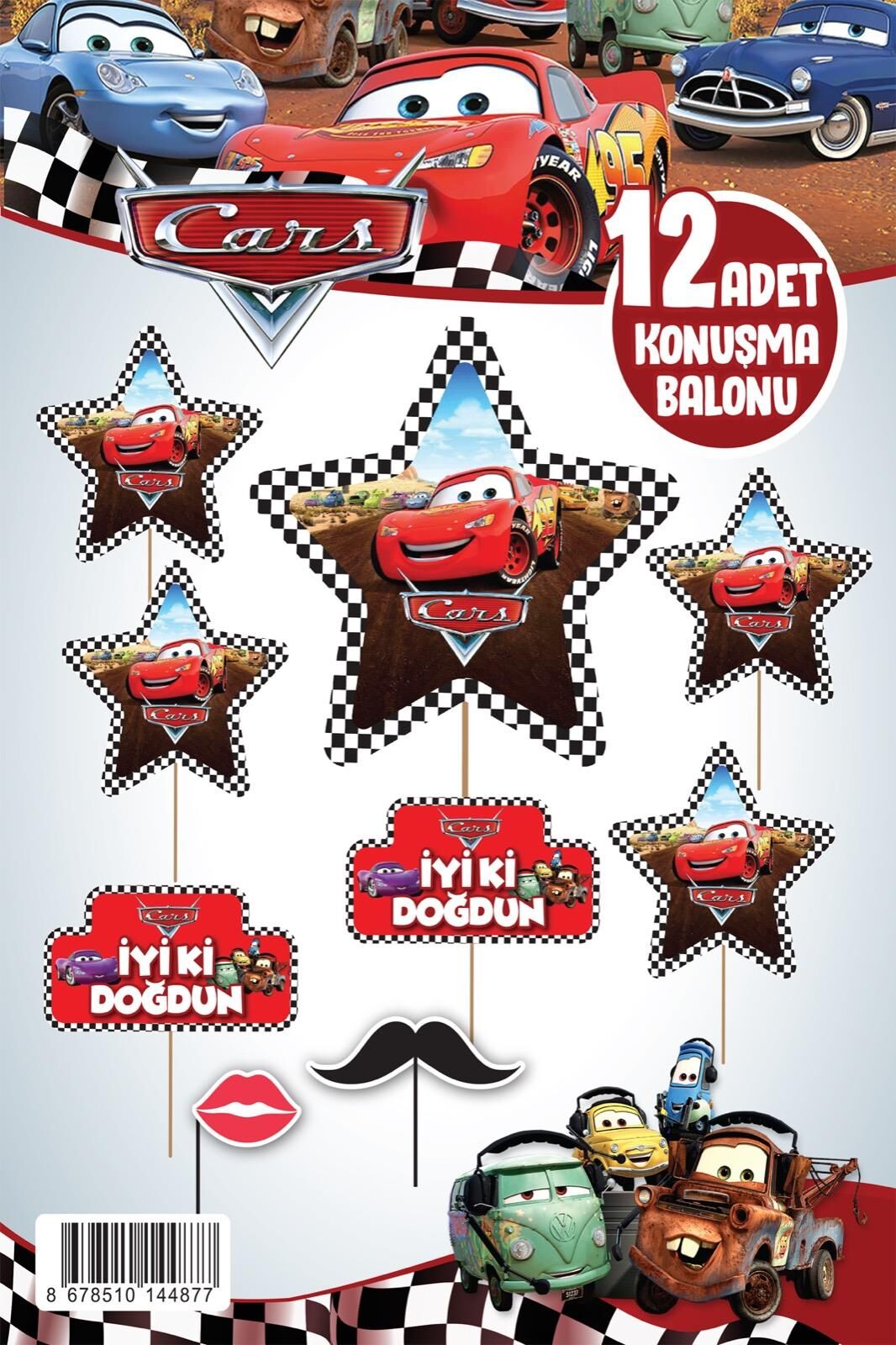 KONUŞMA BALONU SET 12 Lİ CARS