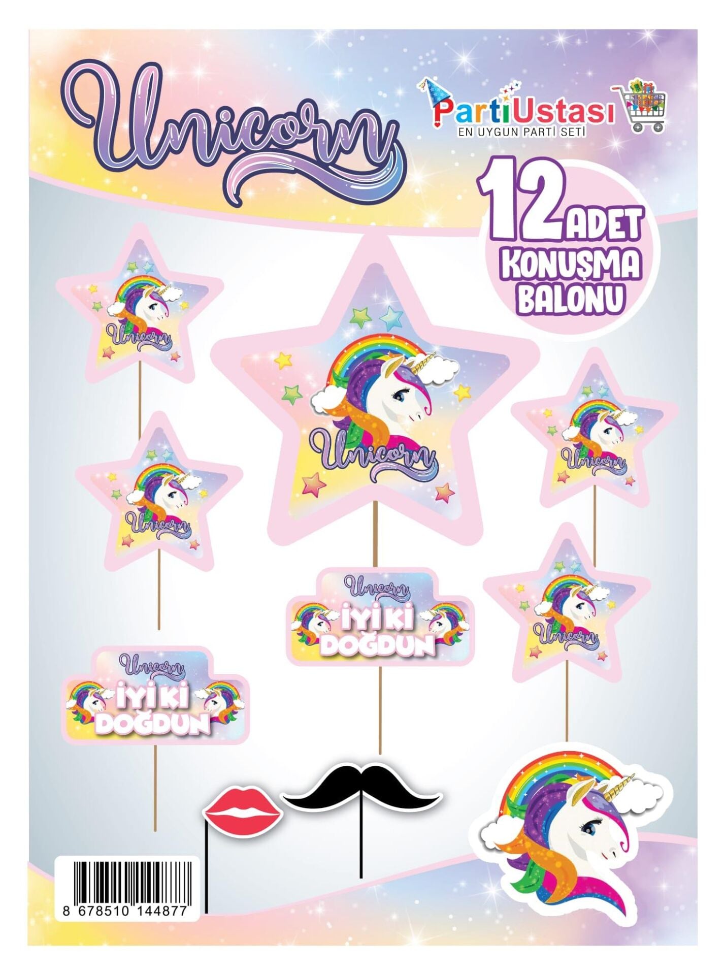 KONUŞMA BALONU SET 12 Lİ ÜNİCORN
