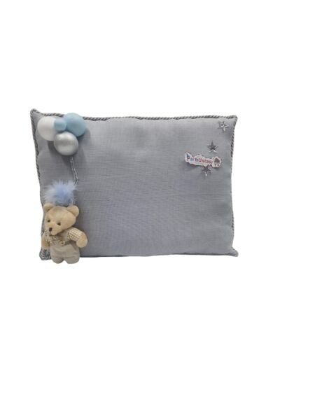 YASTIK TOPLU AYICIKLI GÜMÜŞ / MAVİ