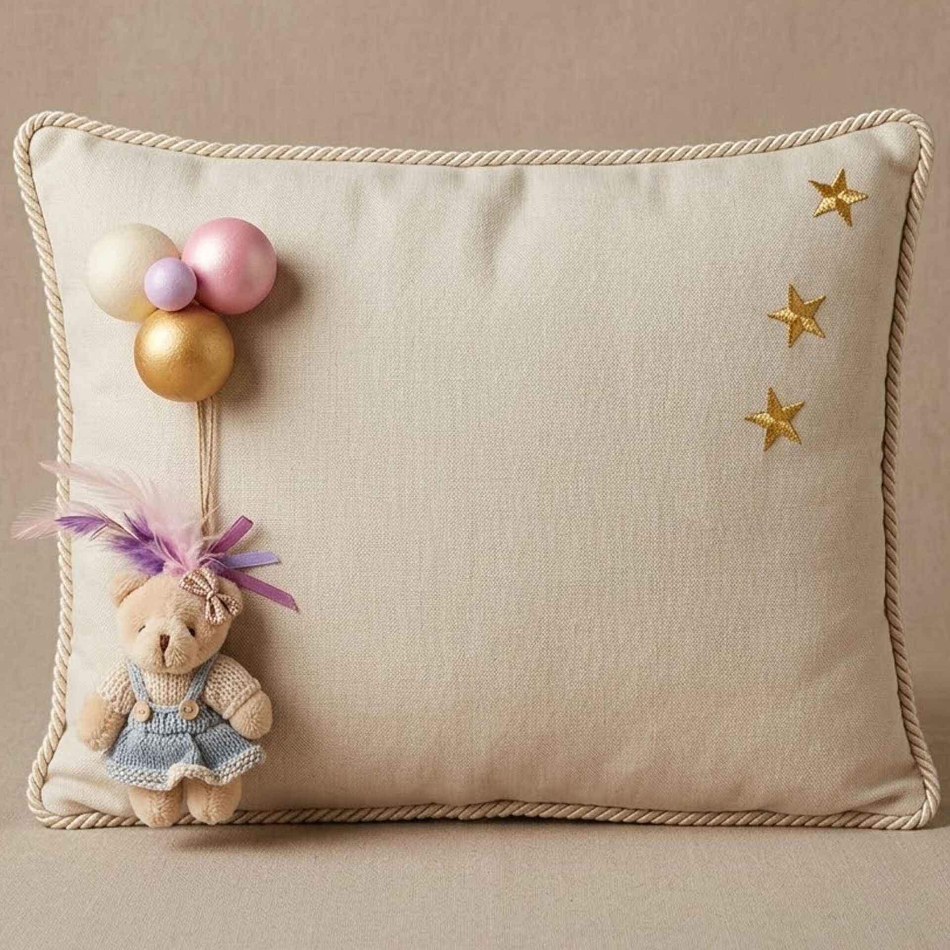 YASTIK TOPLU AYICIKLI ALTIN / PEMBE