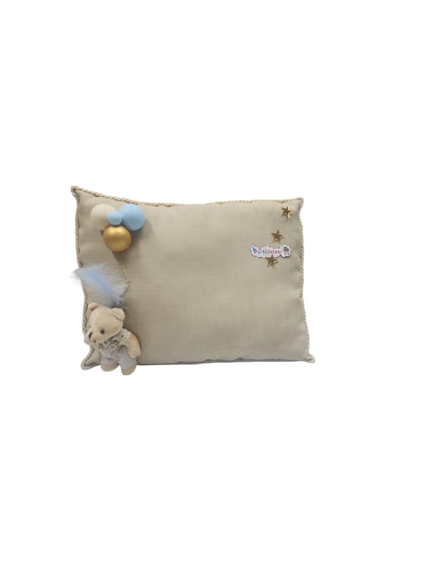 YASTIK TOPLU AYICIKLI ALTIN / MAVİ