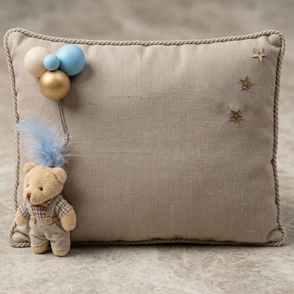 YASTIK TOPLU AYICIKLI ALTIN / MAVİ