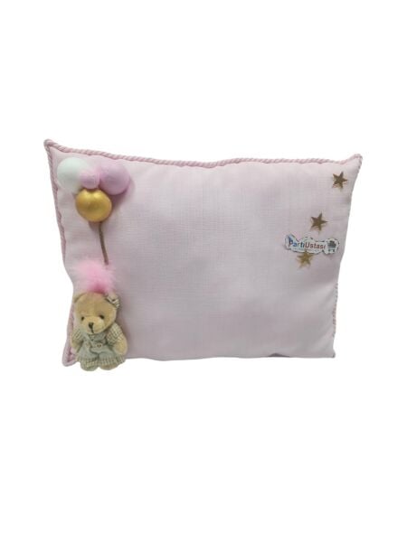 YASTIK TOPLU AYICIKLI PEMBE / ALTIN