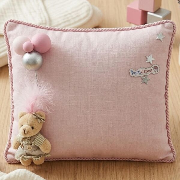 YASTIK TOPLU AYICIKLI PEMBE / GÜMÜŞ