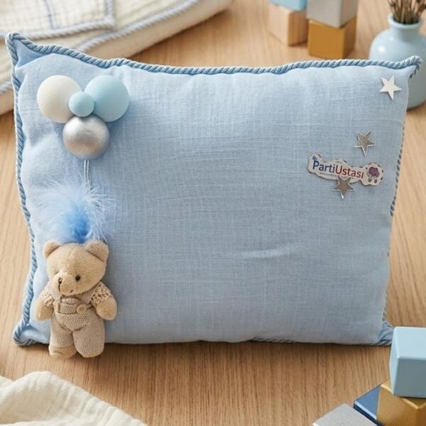 YASTIK TOPLU AYICIKLI MAVİ / GÜMÜŞ