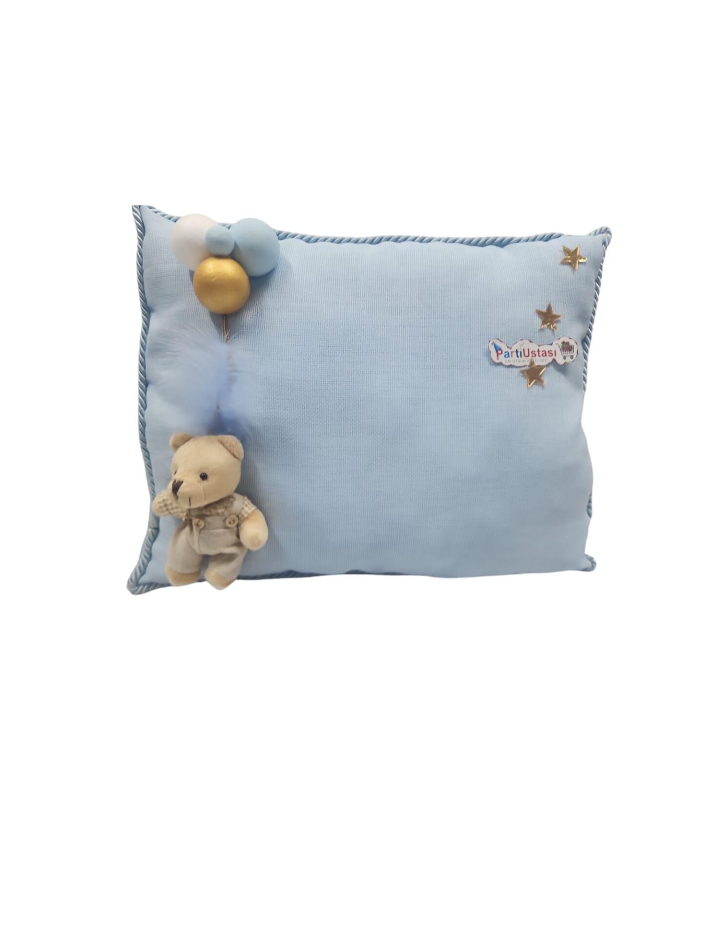 YASTIK TOPLU AYICIKLI MAVİ / ALTIN