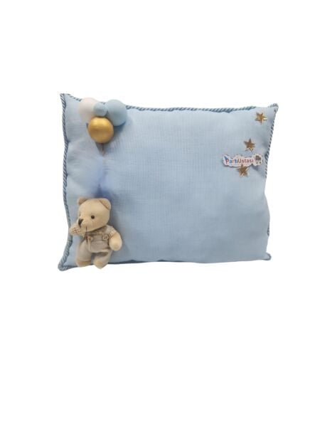 YASTIK TOPLU AYICIKLI MAVİ / ALTIN