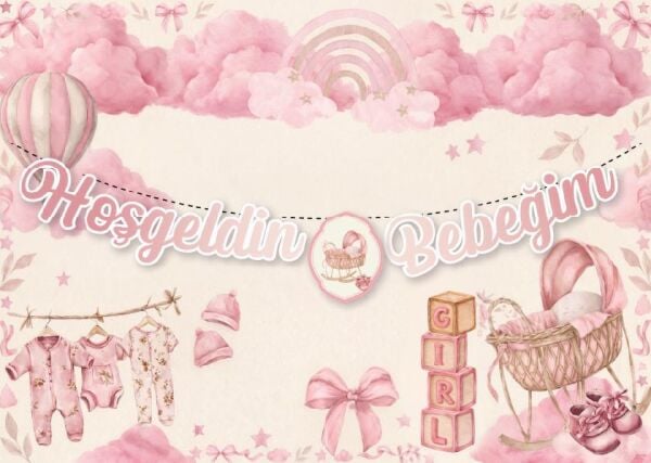 KOREOGRAFİ BANNER BEBEĞİM PEMBE