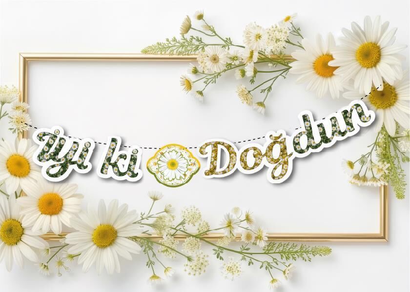 KOREOGRAFİ BANNER PAPATYA BEYAZ İYİ Kİ