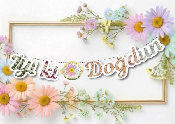 KOREOGRAFİ BANNER PAPATYA RENKLİ İYİ Kİ