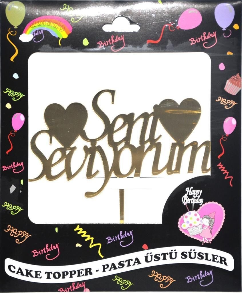 PASTA YAZISI PLEKSİ SENİ SEVİYORUM ALTIN