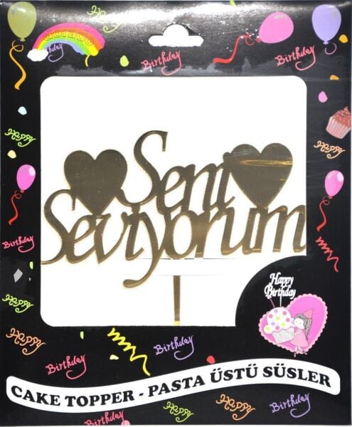 PASTA YAZISI PLEKSİ SENİ SEVİYORUM ALTIN