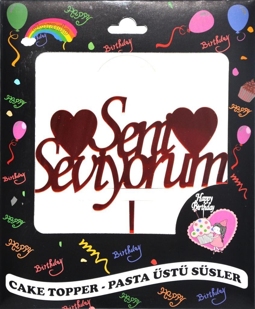 PASTA YAZISI PLEKSİ SENİ SEVİYORUM KIRMIZI