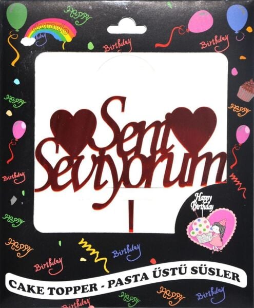 PASTA YAZISI PLEKSİ SENİ SEVİYORUM KIRMIZI