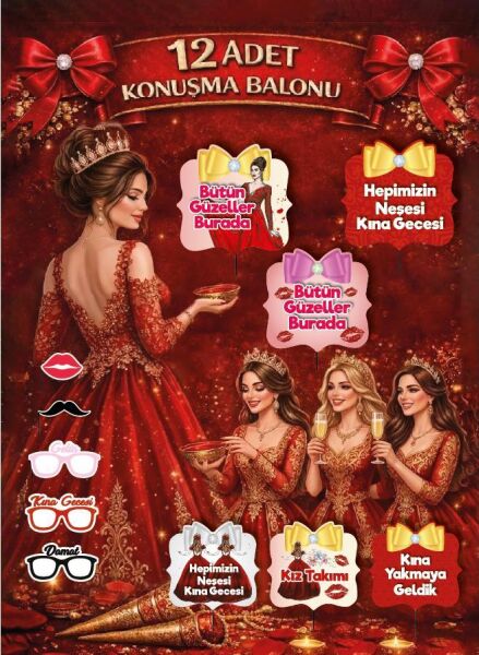 KONUŞMA BALONU SET 12 Lİ KINA YENİ