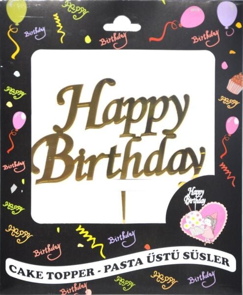 PASTA YAZISI PLEKSİ HAPPY BIRTHDAY ALTIN