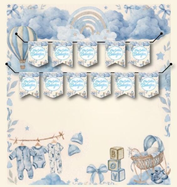 YAZI ZARF BANNER HOŞGELDİN BEBEK MAVİ