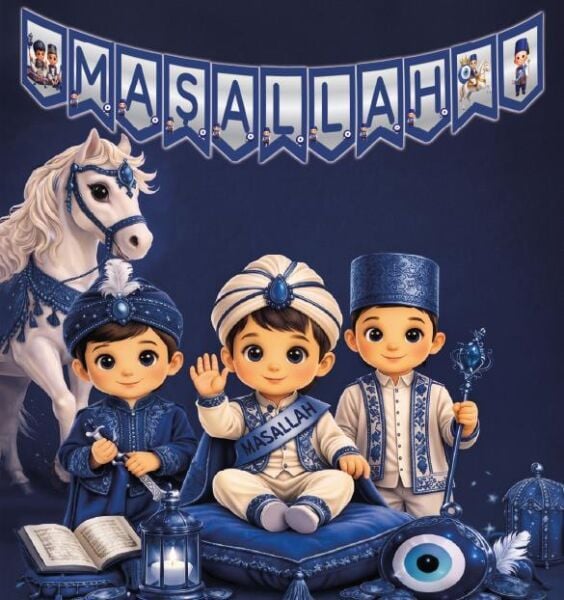 YAZI ZARF BANNER MAŞALLAH LACİVERT YENİ